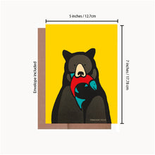 Load image into Gallery viewer, Black bear red fish ~ Card
