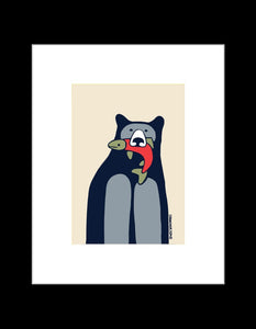 Black bear red fish ~ Ready to frame