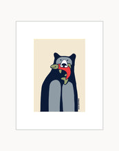 Load image into Gallery viewer, Black bear red fish ~ Ready to frame
