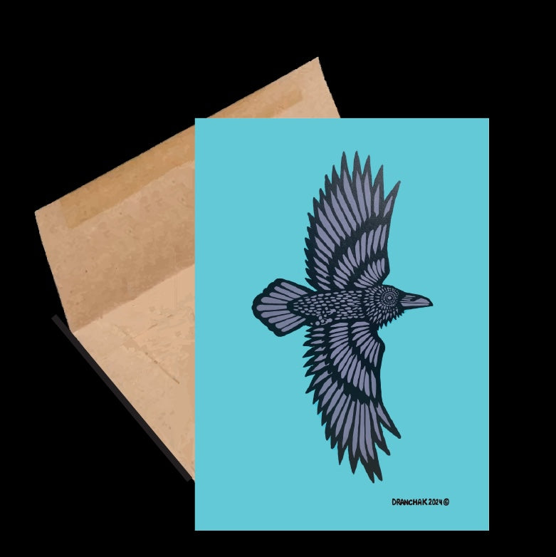 Raven in Flight - Card