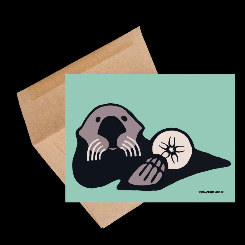 Sea otter sand dollar ~ Card