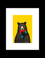 Load image into Gallery viewer, Black bear red fish ~ Ready to frame
