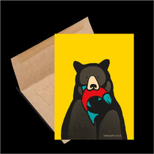 Load image into Gallery viewer, Black bear red fish ~ Card
